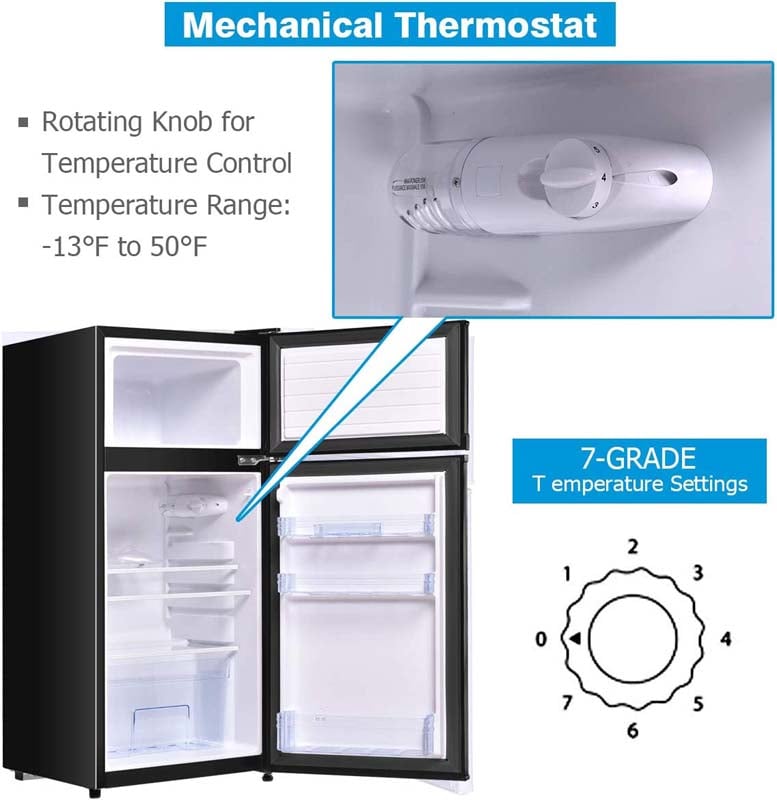 3.4 Cu.Ft Compact Refrigerator, 2-Door Mini Fridge with Freezer & Removable Glass Shelves for Dorm, Bedroom, Office