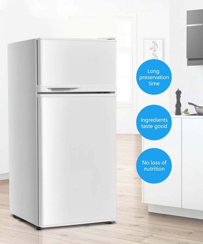 3.4 Cu.Ft Compact Refrigerator, 2-Door Mini Fridge with Freezer & Removable Glass Shelves for Dorm, Bedroom, Office