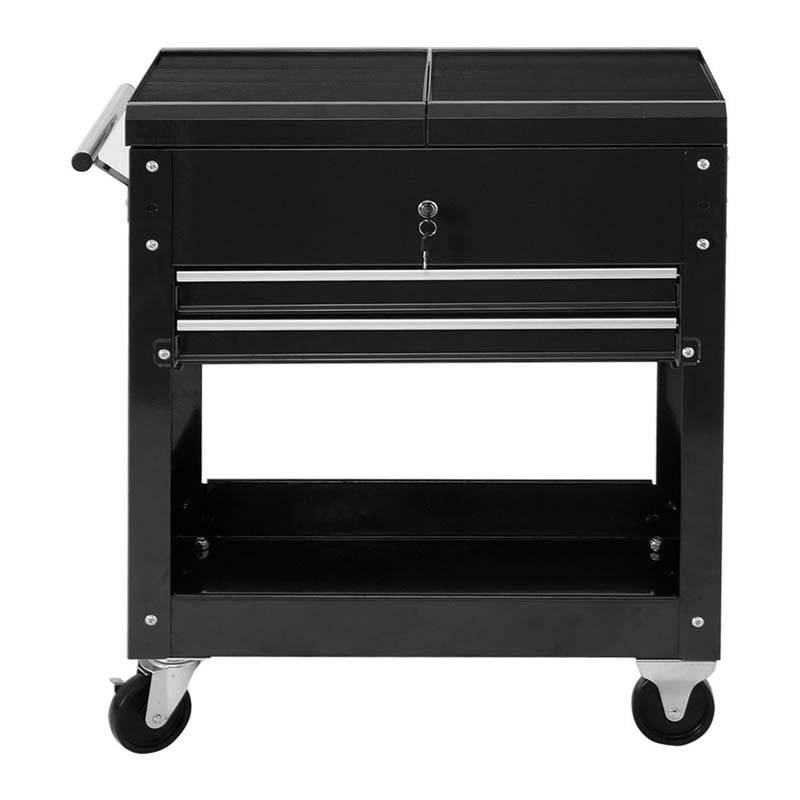 4-Tier Rolling Tool Cart with Lockable Drawers & Sliding Top, Heavy-Duty Steel Tool Storage Organizer on Wheels for Garage, Workshop & Warehouse