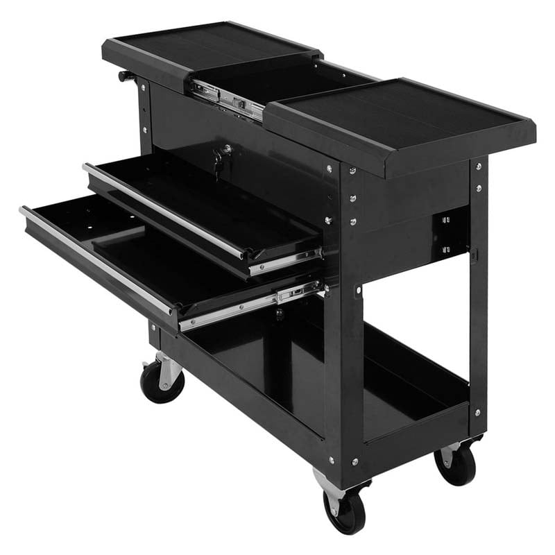 4-Tier Rolling Tool Cart with Lockable Drawers & Sliding Top, Heavy-Duty Steel Tool Storage Organizer on Wheels for Garage, Workshop & Warehouse