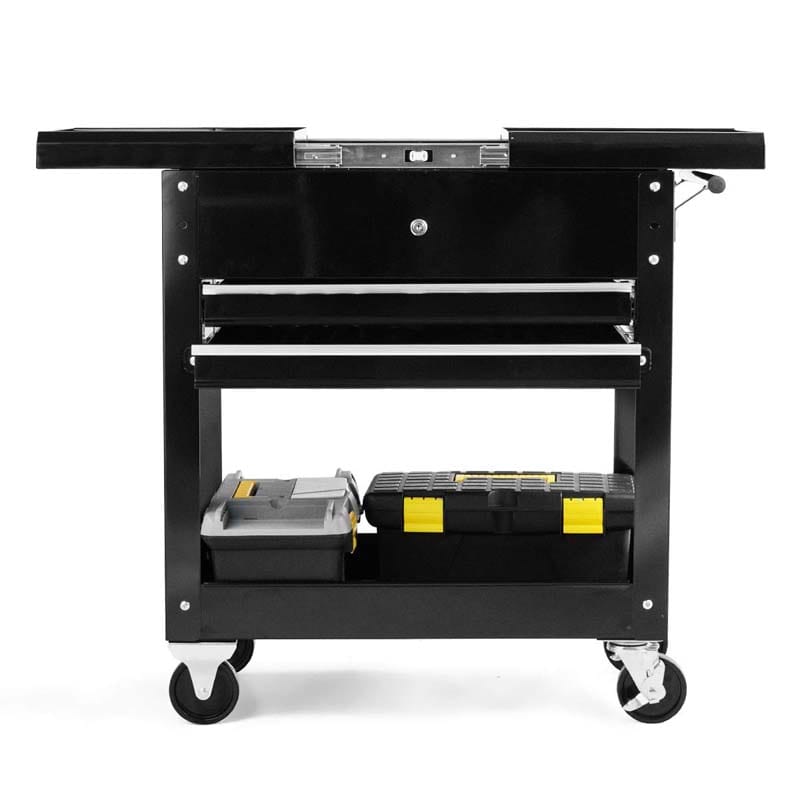4-Tier Rolling Tool Cart with Lockable Drawers & Sliding Top, Heavy-Duty Steel Tool Storage Organizer on Wheels for Garage, Workshop & Warehouse