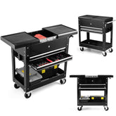 4-Tier Rolling Tool Cart with Lockable Drawers & Sliding Top, Heavy-Duty Steel Tool Storage Organizer on Wheels for Garage, Workshop & Warehouse