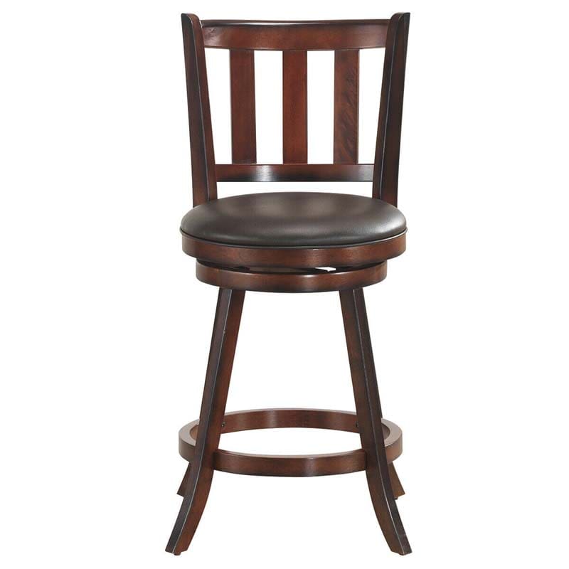 Upholstered Swivel Bar Stools Set of 2, Counter Height Dining Chairs with Back & PVC Cushioned Seat for Kitchen Island, Pub, Living Room