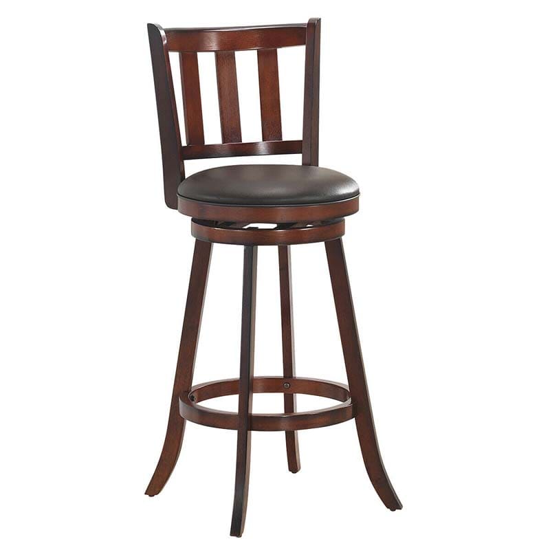 Upholstered Swivel Bar Stools Set of 2, Counter Height Dining Chairs with Back & PVC Cushioned Seat for Kitchen Island, Pub, Living Room