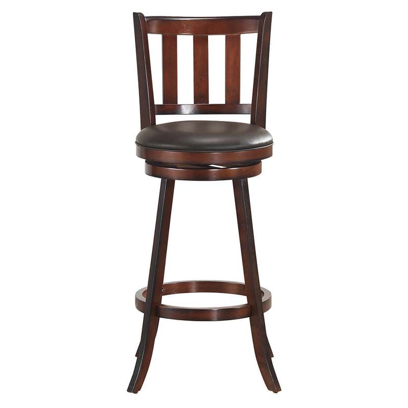 Upholstered Swivel Bar Stools Set of 2, Counter Height Dining Chairs with Back & PVC Cushioned Seat for Kitchen Island, Pub, Living Room