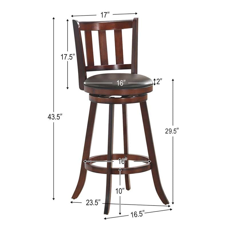 Upholstered Swivel Bar Stools Set of 2, Counter Height Dining Chairs with Back & PVC Cushioned Seat for Kitchen Island, Pub, Living Room