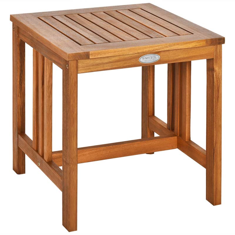 2 Piece Acacia Wood Patio Rocking Chair Table Set with Thick Cushion, Outdoor Porch Rocker & Bistro Table Set for Backyard, Balcony, Poolside