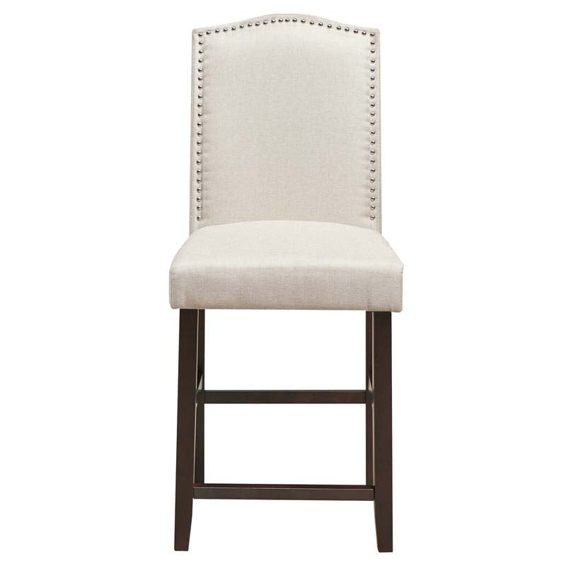 24" Fabric Upholstered Bar Stools Set of 2, Nail Head High Back Counter Height Dining Chairs for Kitchen Island Pub