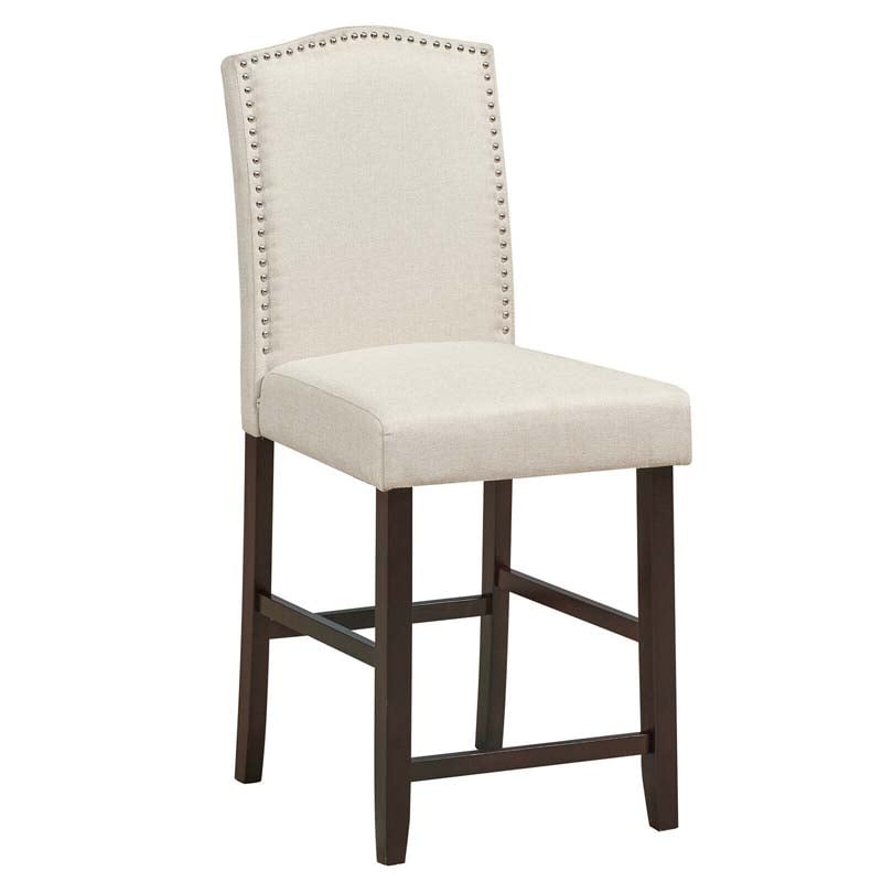 24" Fabric Upholstered Bar Stools Set of 2, Nail Head High Back Counter Height Dining Chairs for Kitchen Island Pub