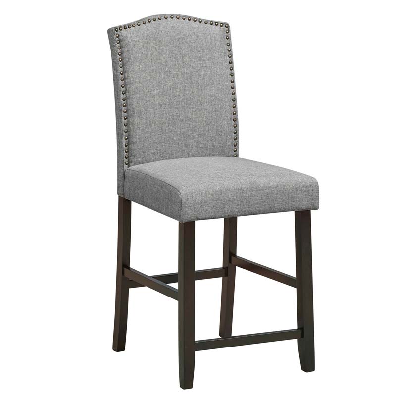 24" Fabric Upholstered Bar Stools Set of 2, Nail Head High Back Counter Height Dining Chairs for Kitchen Island Pub