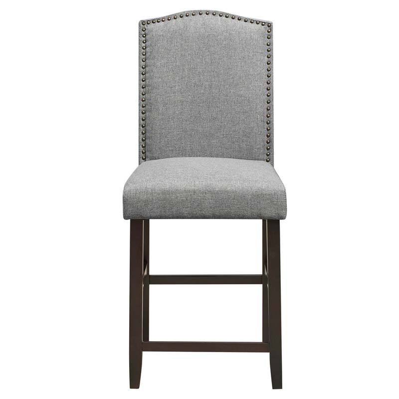 24" Fabric Upholstered Bar Stools Set of 2, Nail Head High Back Counter Height Dining Chairs for Kitchen Island Pub