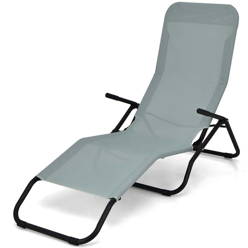 2PCS Patio Folding Lounge Chairs, Stackable Zero Gravity Sun Loungers with Quick Drying Fabric Seat for Poolside, Deck, Beach