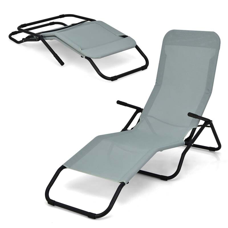 2PCS Patio Folding Lounge Chairs, Stackable Zero Gravity Sun Loungers with Quick Drying Fabric Seat for Poolside, Deck, Beach
