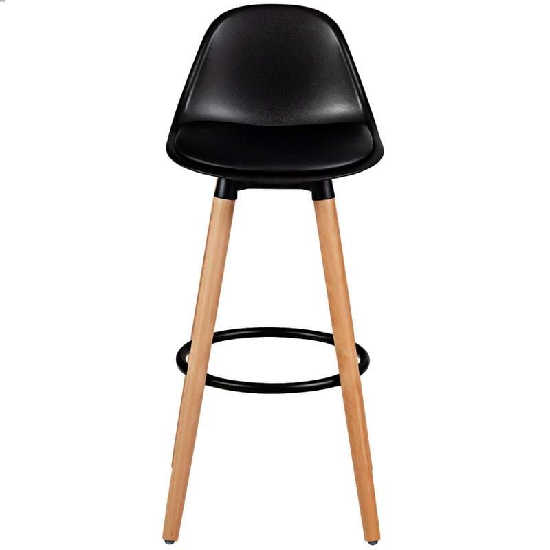 28.5" Bar Stools Set of 2 with Curved Back & PU Leather Seat, Mid Century Modern Armless Bar Height Side Chairs for Kitchen Island, Home Cafe
