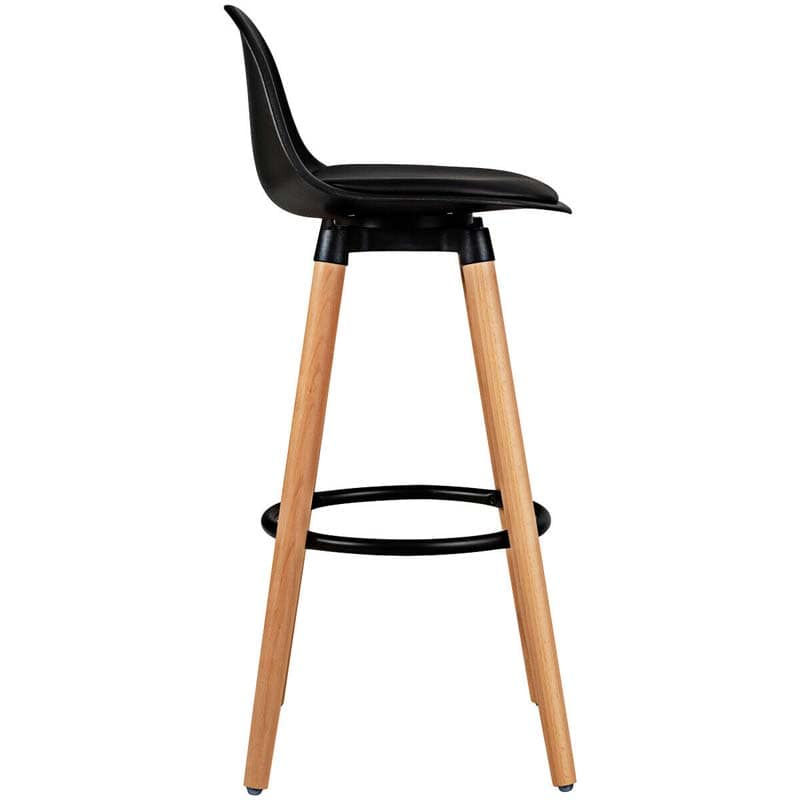 28.5" Bar Stools Set of 2 with Curved Back & PU Leather Seat, Mid Century Modern Armless Bar Height Side Chairs for Kitchen Island, Home Cafe