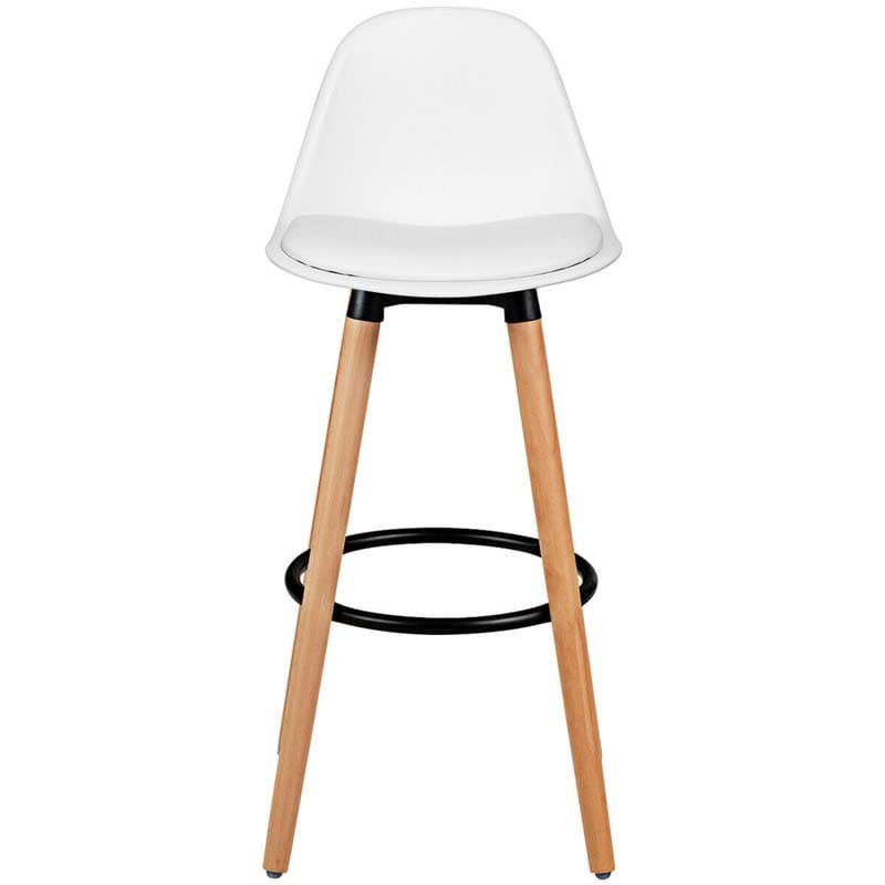 28.5" Bar Stools Set of 2 with Curved Back & PU Leather Seat, Mid Century Modern Armless Bar Height Side Chairs for Kitchen Island, Home Cafe