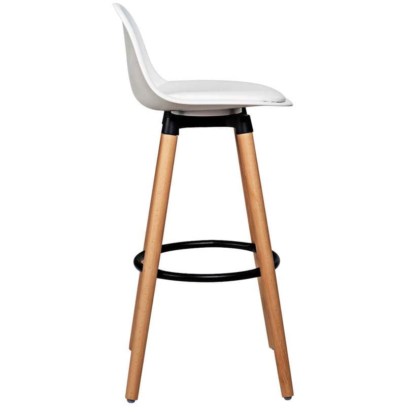 28.5" Bar Stools Set of 2 with Curved Back & PU Leather Seat, Mid Century Modern Armless Bar Height Side Chairs for Kitchen Island, Home Cafe