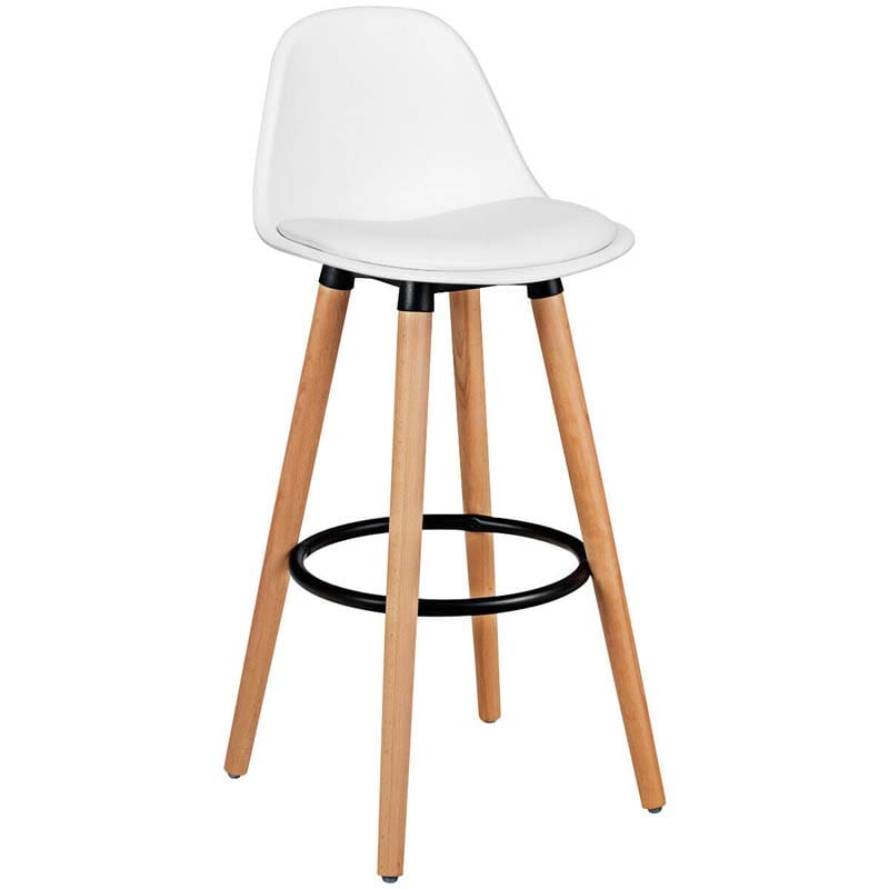 28.5" Bar Stools Set of 2 with Curved Back & PU Leather Seat, Mid Century Modern Armless Bar Height Side Chairs for Kitchen Island, Home Cafe