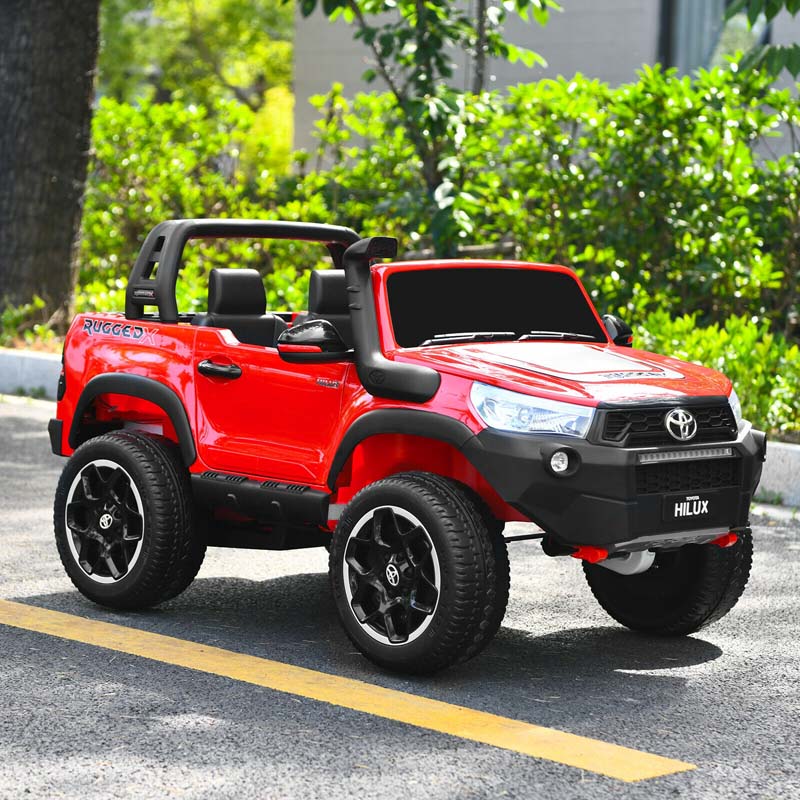 Licensed Toyota Hilux 2-Seater Kids Ride on Car 4WD 2x12V Battery Powered Riding Toy Truck with Remote