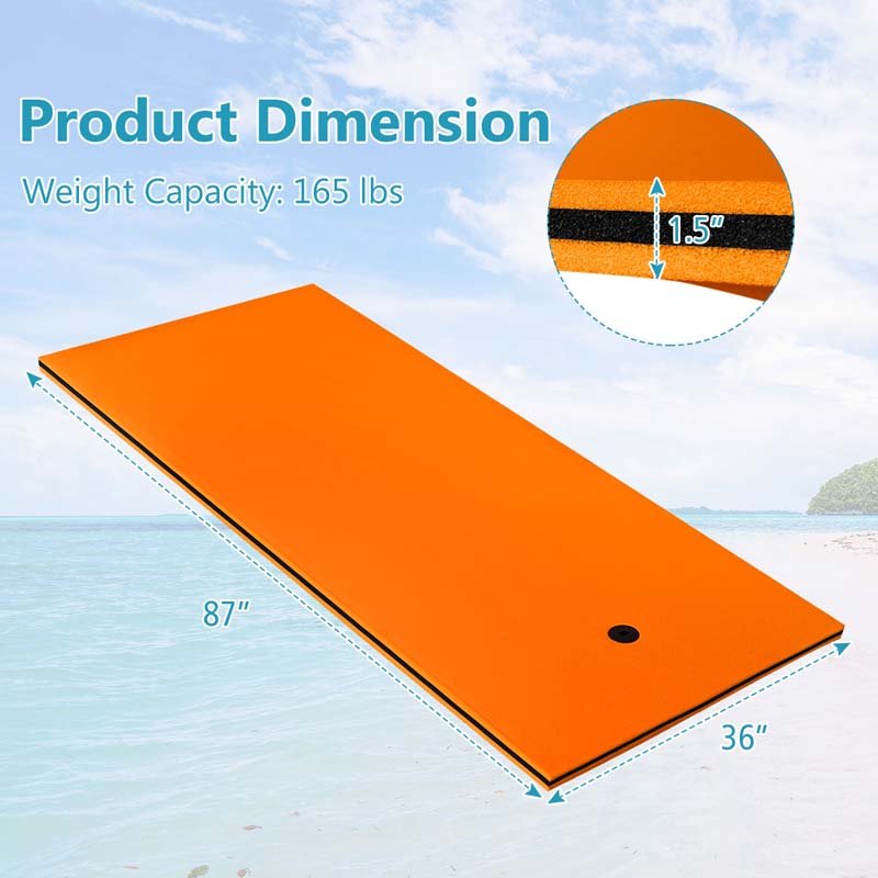 87" x 36" Floating Water Mat Pad, 3-Layer XPE Foam Water Pad/Pool Mat/Lounger Floating Island for River Lake Ocean