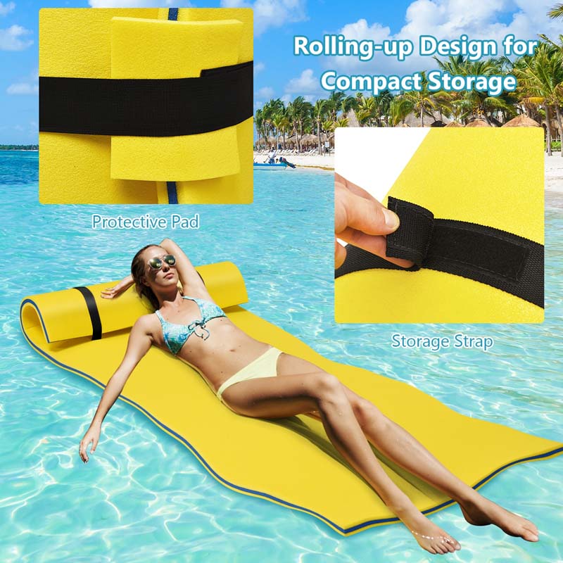 87" x 36" Floating Water Mat Pad, 3-Layer XPE Foam Water Pad/Pool Mat/Lounger Floating Island for River Lake Ocean