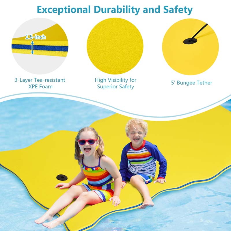 87" x 36" Floating Water Mat Pad, 3-Layer XPE Foam Water Pad/Pool Mat/Lounger Floating Island for River Lake Ocean