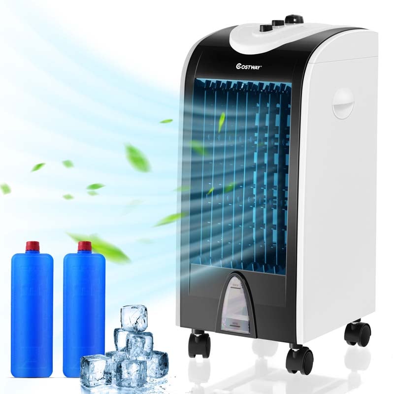 3-in-1 Portable Evaporative Cooler Fan Humidifier with Filter Knob, 3 Wind Speeds, 4L Water Tank