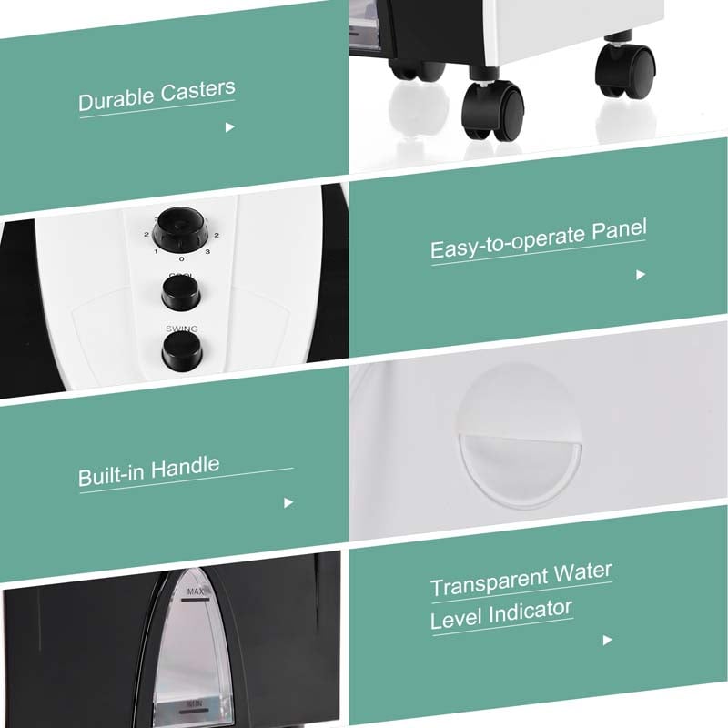 3-in-1 Portable Evaporative Cooler Fan Humidifier with Filter Knob, 3 Wind Speeds, 4L Water Tank