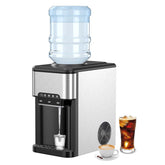 3-in-1 Countertop Water Dispenser with 48LBS/24H Ice Maker, 5 Gallon Bottle Top-Loading Hot & Cold Water Cooler for Home Office