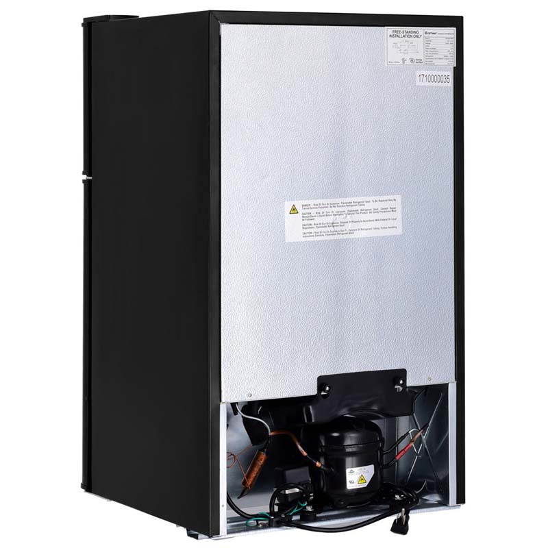 2-Door Mini Fridge with Freezer, 3.2 Cu.Ft Compact Refrigerator with Removable Glass Shelves & Mechanical Control for Dorm, Apartment