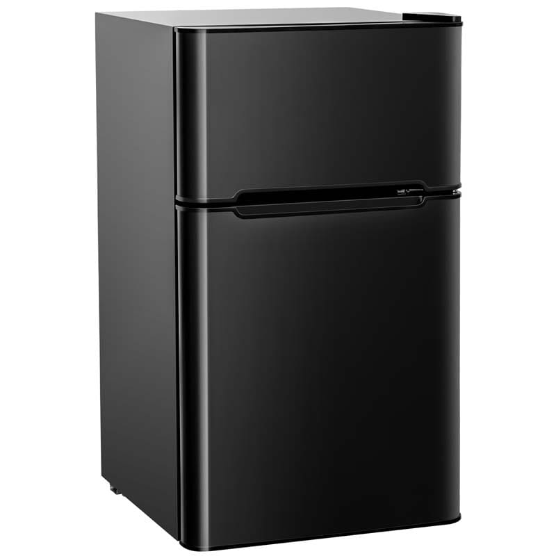 3.2 Cu.Ft 2-Door Compact Refrigerator Mini Freezer Cooler Fridge with Reversible Stainless Steel Door