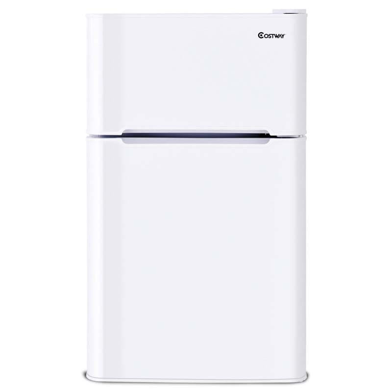 2-Door Mini Fridge with Freezer, 3.2 Cu.Ft Compact Refrigerator with Removable Glass Shelves & Mechanical Control for Dorm, Apartment