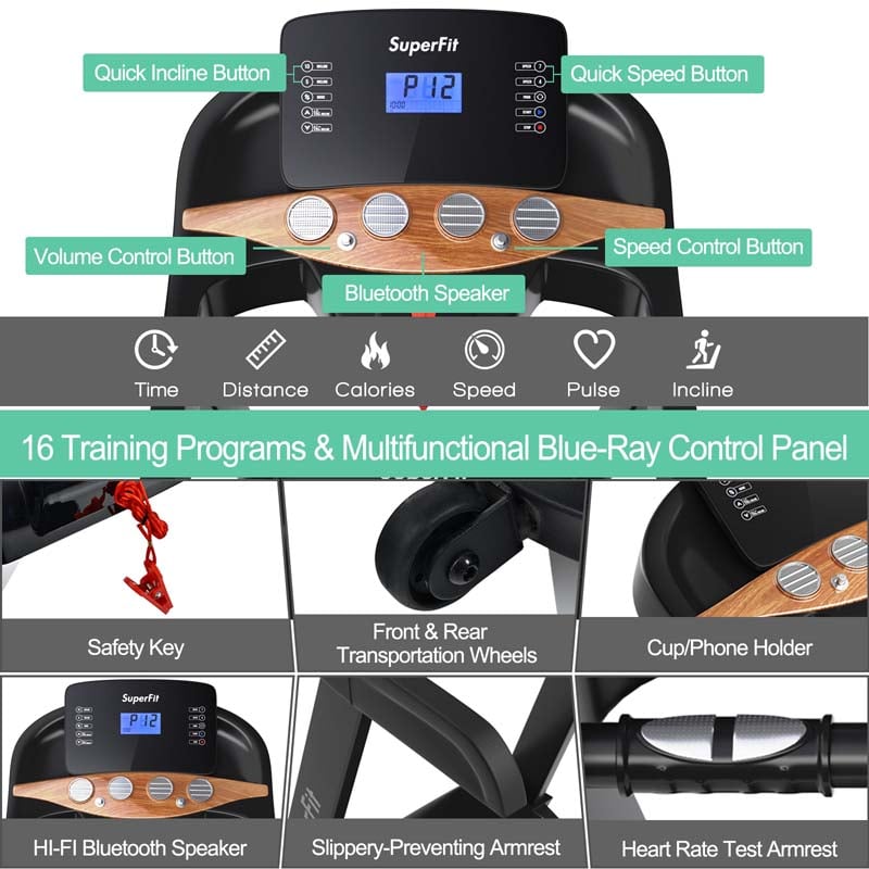 3.75 HP Folding Treadmill with 0-15% Auto Incline, App Control & 12 Preset Programs, Electric Running Jogging Machine for Home Gym Use