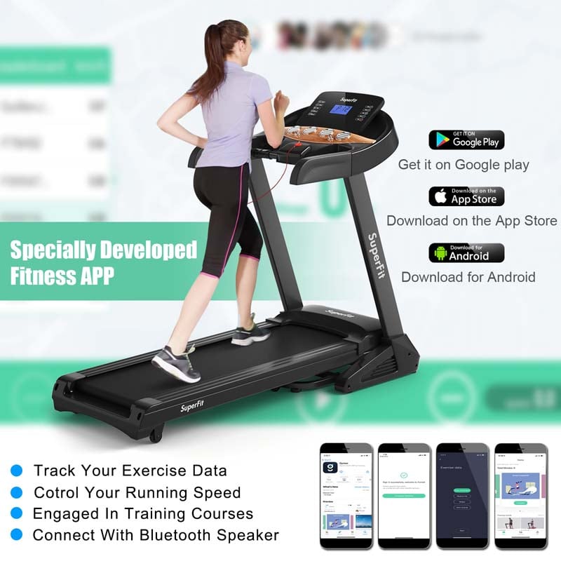 3.75 HP Folding Treadmill with 0-15% Auto Incline, App Control & 12 Preset Programs, Electric Running Jogging Machine for Home Gym Use