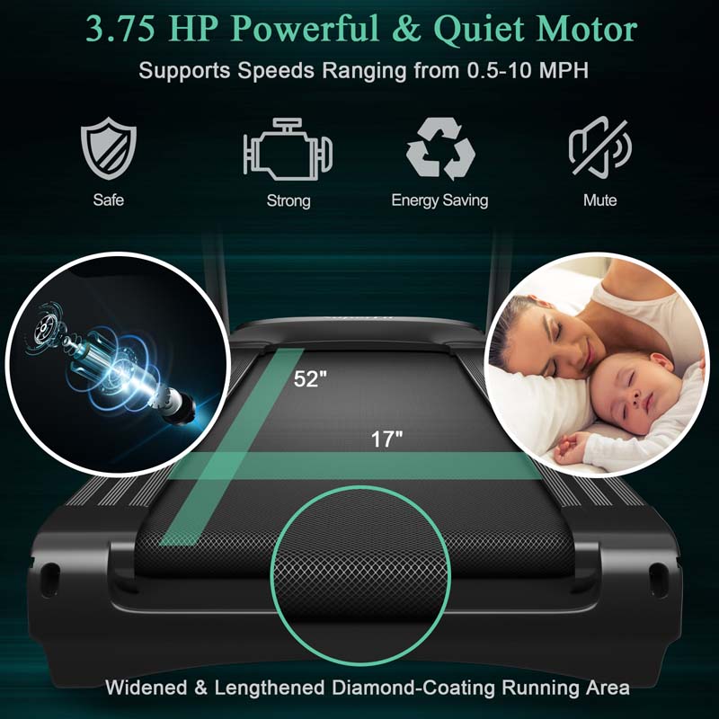 3.75 HP Folding Treadmill with 0-15% Auto Incline, App Control & 12 Preset Programs, Electric Running Jogging Machine for Home Gym Use