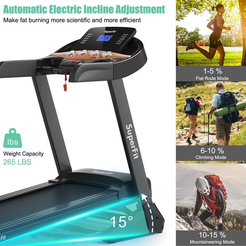 3.75 HP Folding Treadmill with 0-15% Auto Incline, App Control & 12 Preset Programs, Electric Running Jogging Machine for Home Gym Use