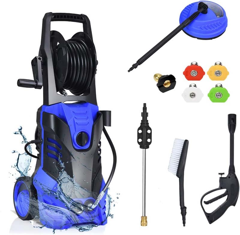 3000PSI Electric Pressure Washer, 2000W 2.0 GPM Portable Electric Power Washer with 5 Nozzles