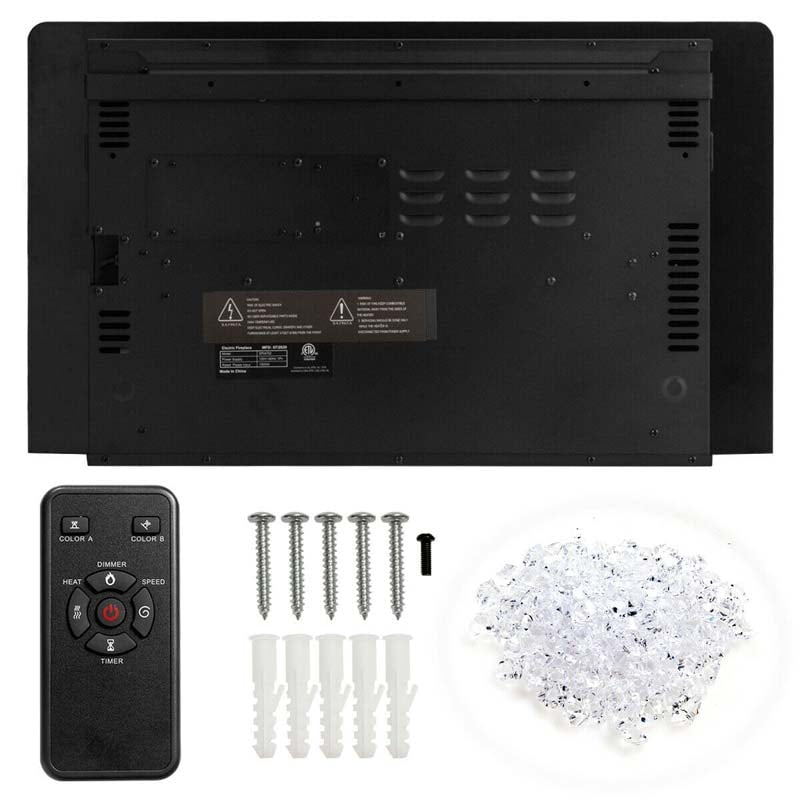 30" Ultra-Thin Electric Fireplace Insert, 1500W Recessed & Wall-mounted Fireplace Heater with 12 Flame Colors