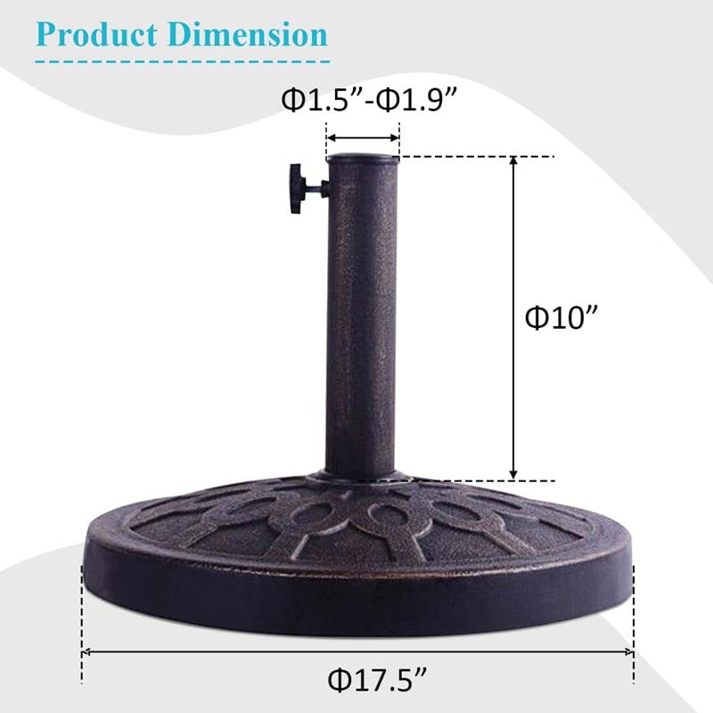 30lbs Heavy Duty Outdoor Market Umbrella Base, 18" Round Cast Iron Umbrella Stand for Patio, Garden, Poolside