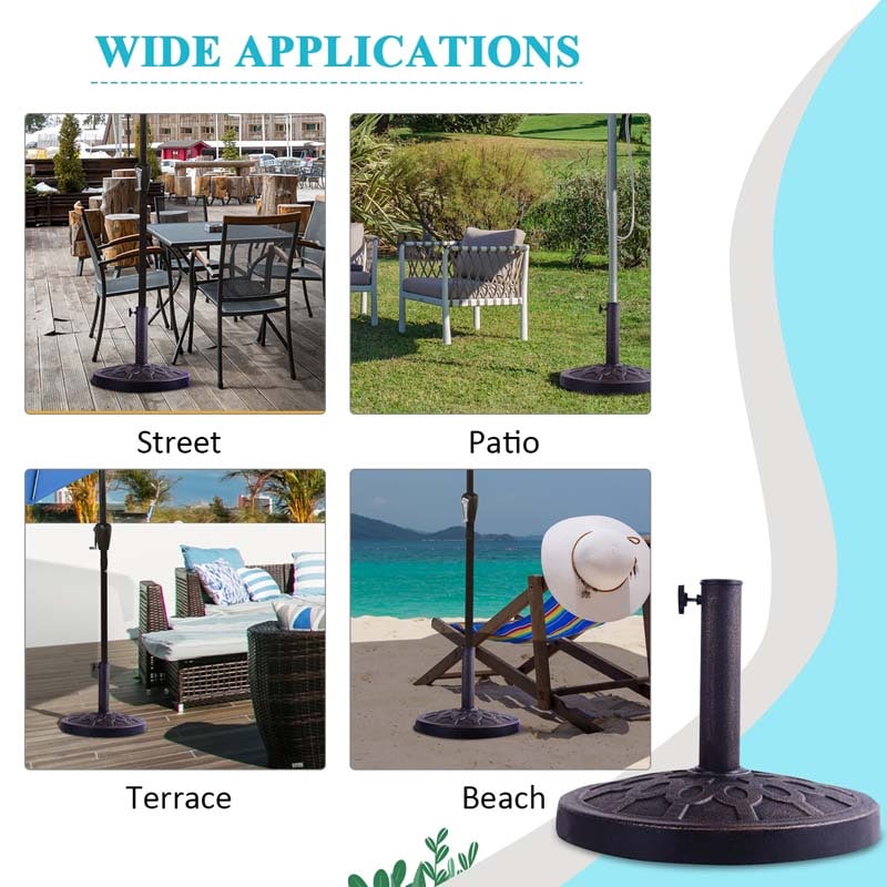 30lbs Heavy Duty Outdoor Market Umbrella Base, 18" Round Cast Iron Umbrella Stand for Patio, Garden, Poolside