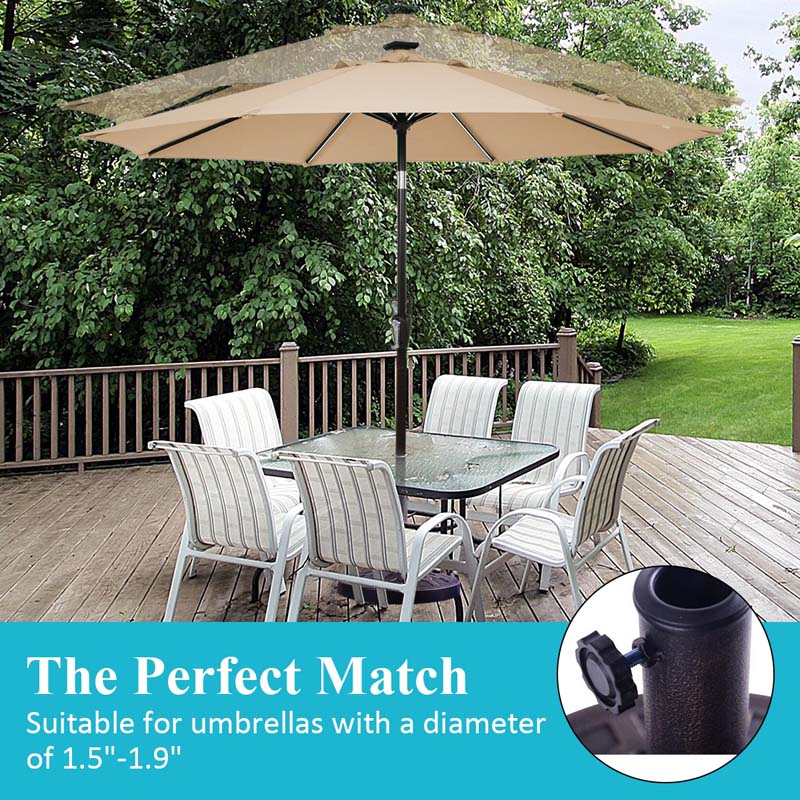 30lbs Heavy Duty Outdoor Market Umbrella Base, 18" Round Cast Iron Umbrella Stand for Patio, Garden, Poolside