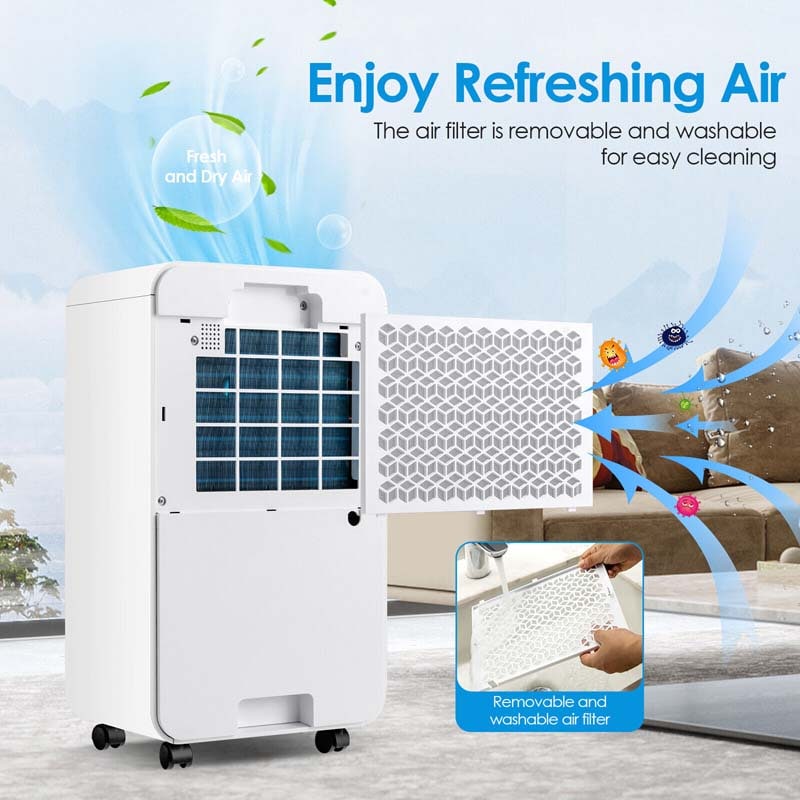 2000 Sq. Ft 32 Pints Portable Dehumidifier for Basements & Home with 3-Color Humidity Indicator Light