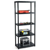 33.5"L x 16"W x 73"H 5-Tier Plastic Storage Shelving Rack, Freestanding Multi-Use Shelving Unit Organizer
