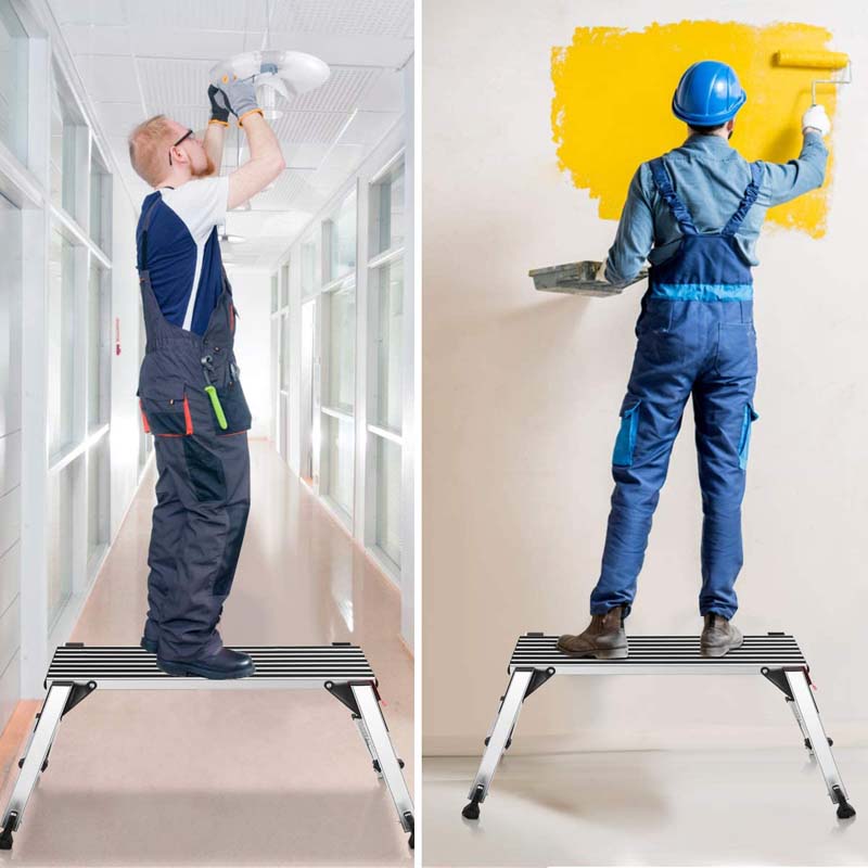 330lbs Capacity Aluminum Folding Work Platform Step Ladder Portable Work Bench Drywall Stool