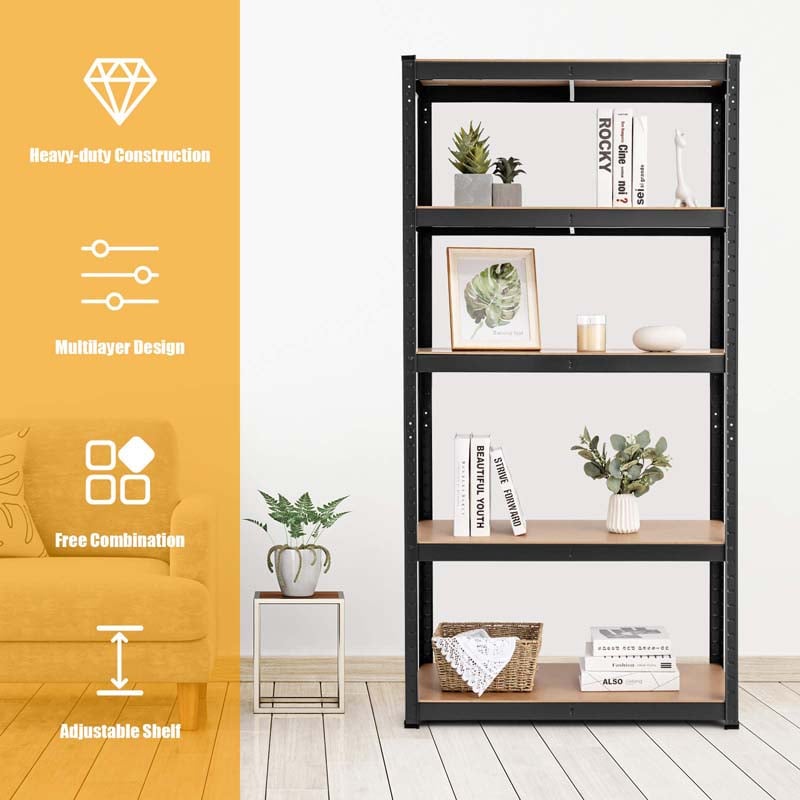 Black 36" x 16'' x 72" 5-Tier Storage Shelving Unit, 2000 lbs Capacity Heavy Duty Metal Utility Shelves, Adjustable Storage Racks