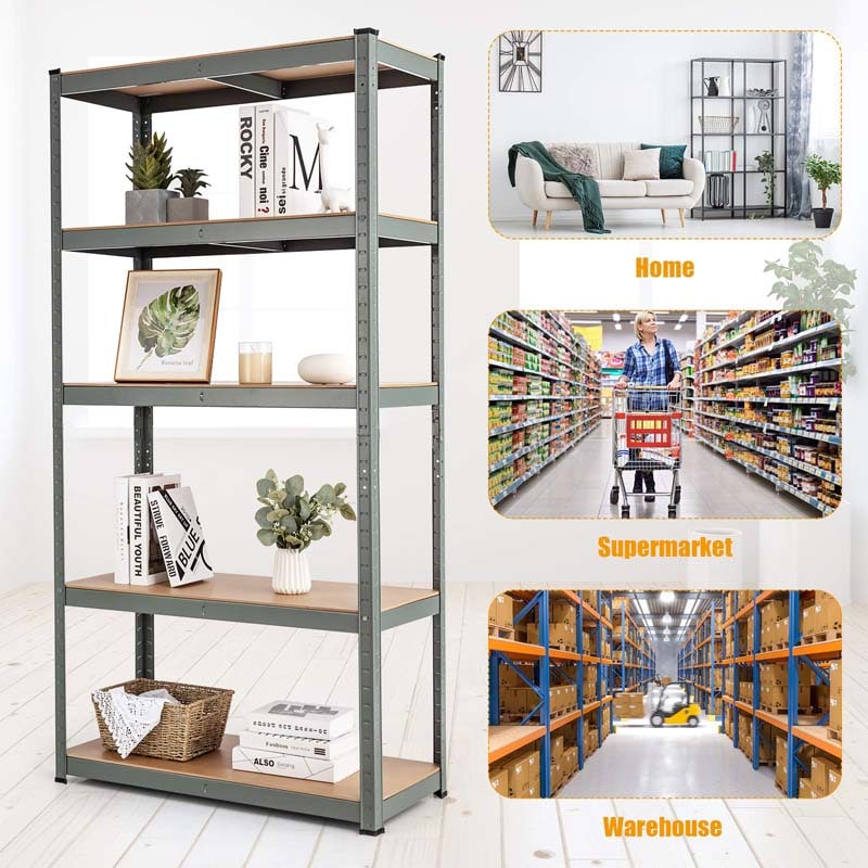 Gray 36" x 16'' x 72" 5-Tier Storage Shelving Unit, 2000 lbs Capacity Heavy Duty Metal Utility Shelves, Adjustable Storage Racks