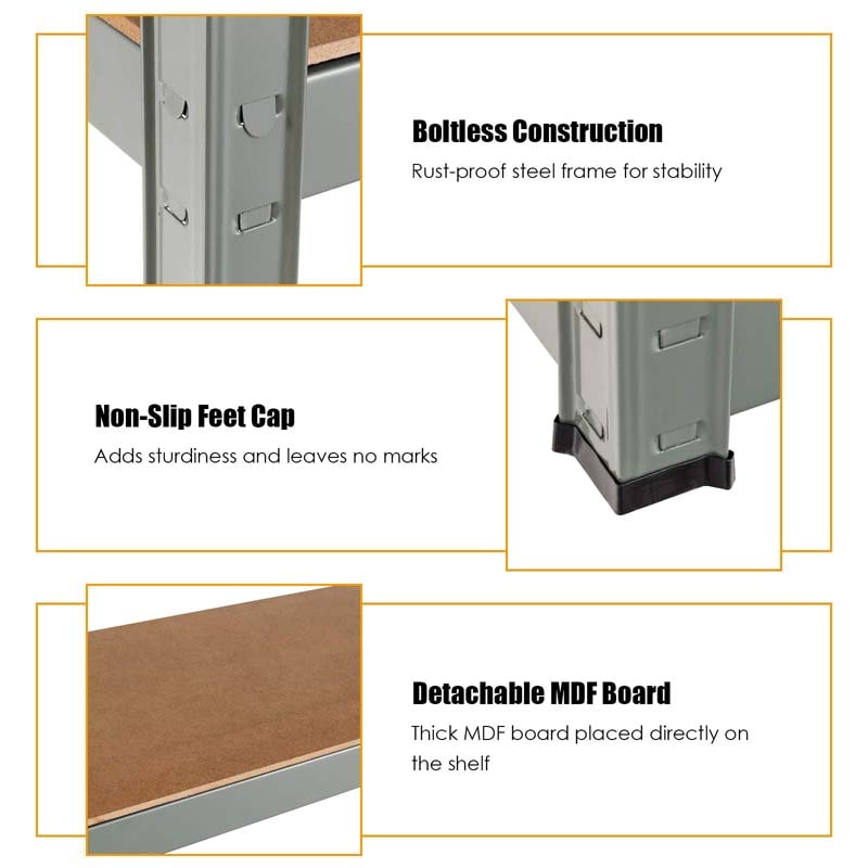 Gray 36" x 16'' x 72" 5-Tier Storage Shelving Unit, 2000 lbs Capacity Heavy Duty Metal Utility Shelves, Adjustable Storage Racks