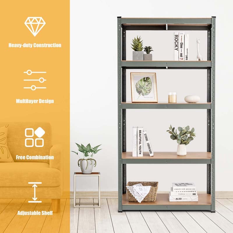 Gray 36" x 16'' x 72" 5-Tier Storage Shelving Unit, 2000 lbs Capacity Heavy Duty Metal Utility Shelves, Adjustable Storage Racks
