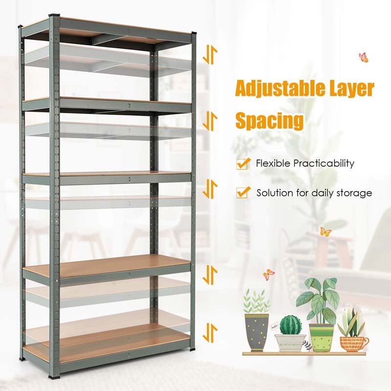 Gray 36" x 16'' x 72" 5-Tier Storage Shelving Unit, 2000 lbs Capacity Heavy Duty Metal Utility Shelves, Adjustable Storage Racks