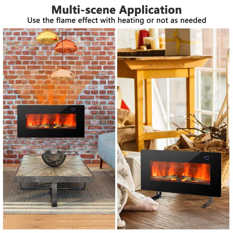 36" Electric Fireplace with 7 Realistic Flame Colors, 1400W Freestanding & Wall-Mounted Electric Fireplace Heater